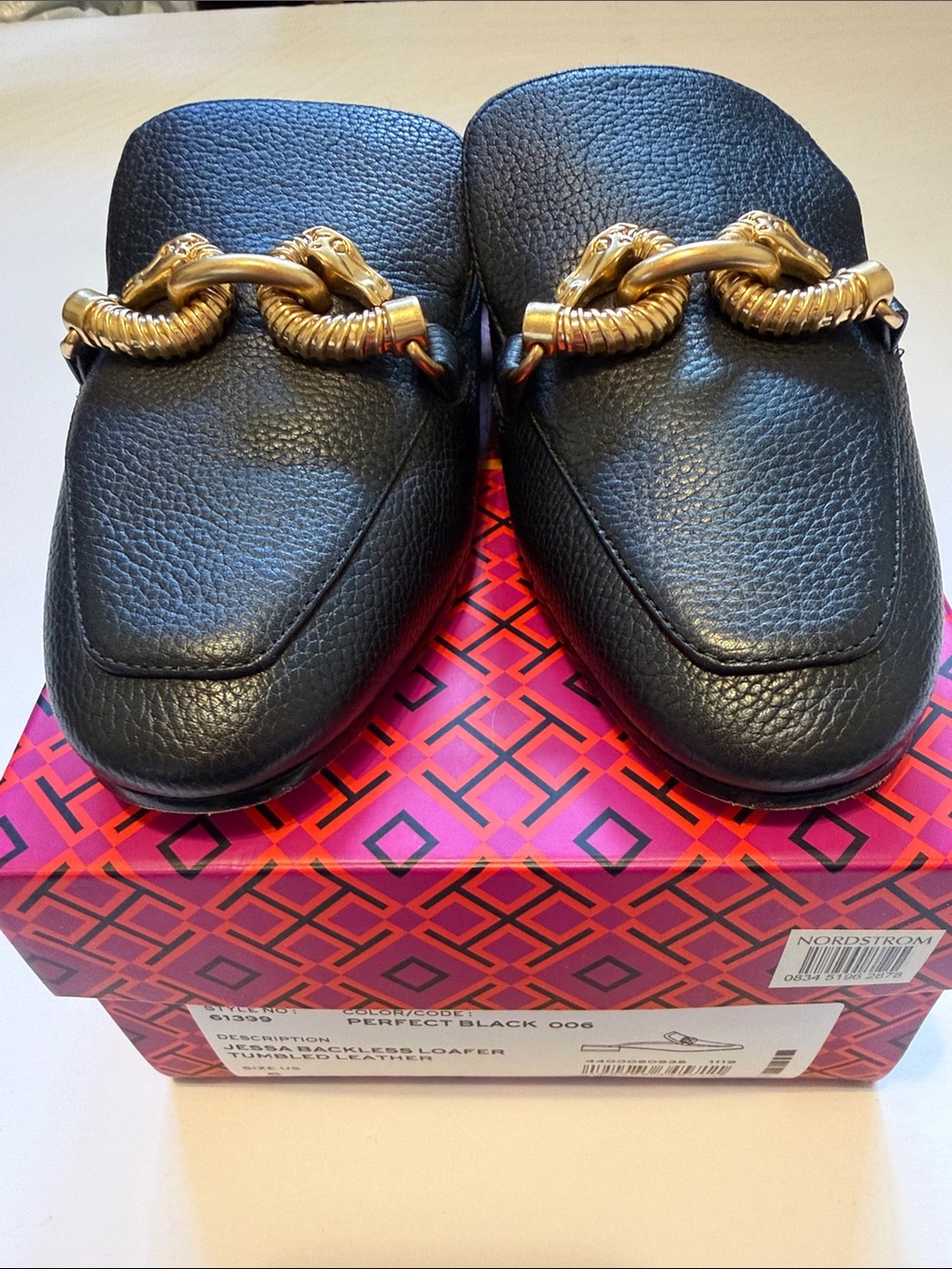Tory Burch Jessa Backless Loafer Leather Black size 6 - Picture 3 of 12